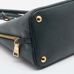 Pre Owned Prada Dark Green Saffiano Lux Leather Medium Promenade Bag