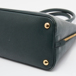 Pre Owned Prada Dark Green Saffiano Lux Leather Medium Promenade Bag