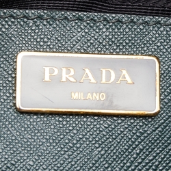 Pre Owned Prada Dark Green Saffiano Lux Leather Medium Promenade Bag