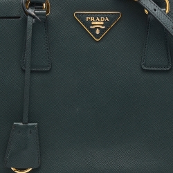 Pre Owned Prada Dark Green Saffiano Lux Leather Medium Promenade Bag