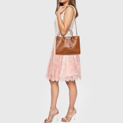 Pre Owned Prada Brown City Leather Large Etiquette Tote