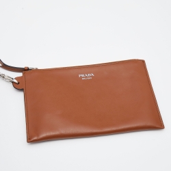 Pre Owned Prada Brown City Leather Large Etiquette Tote