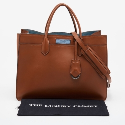 Pre Owned Prada Brown City Leather Large Etiquette Tote