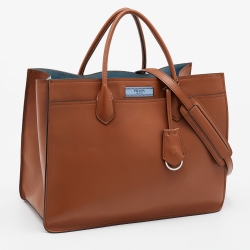 Pre Owned Prada Brown City Leather Large Etiquette Tote
