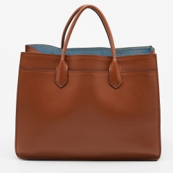 Pre Owned Prada Brown City Leather Large Etiquette Tote