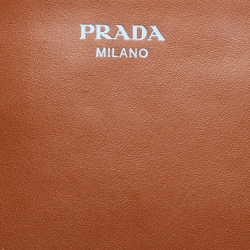 Pre Owned Prada Brown City Leather Large Etiquette Tote