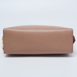 Pre Owned Prada Beige Saffiano Leather Esplanade Shoulder Bag