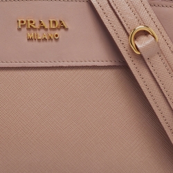 Pre Owned Prada Beige Saffiano Leather Esplanade Shoulder Bag