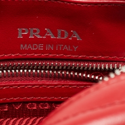 Pre Owned Prada Red Diagramme Leather Camera Shoulder Bag