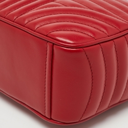 Pre Owned Prada Red Diagramme Leather Camera Shoulder Bag