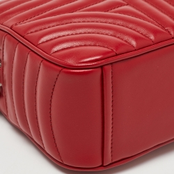 Pre Owned Prada Red Diagramme Leather Camera Shoulder Bag