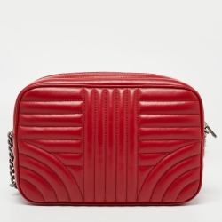 Pre Owned Prada Red Diagramme Leather Camera Shoulder Bag