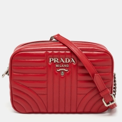 Prada Red Diagramme Leather Camera Shoulder Bag Prada
