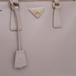 Pre Owned Prada Nude Saffiano Large Lux Double Zip Tote