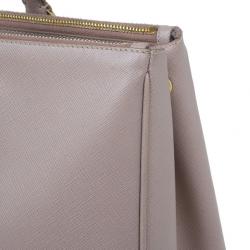 Pre Owned Prada Nude Saffiano Large Lux Double Zip Tote
