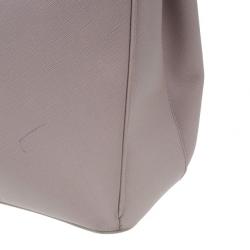 Pre Owned Prada Nude Saffiano Large Lux Double Zip Tote