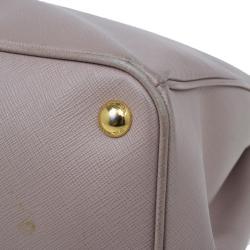 Pre Owned Prada Nude Saffiano Large Lux Double Zip Tote