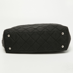 Pre Owned Prada Black Quilted Nylon Chain Satchel