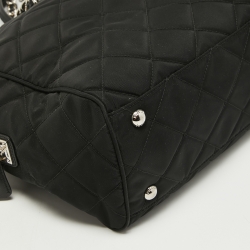 Pre Owned Prada Black Quilted Nylon Chain Satchel