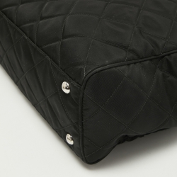 Pre Owned Prada Black Quilted Nylon Chain Satchel