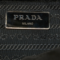 Pre Owned Prada Black Quilted Nylon Chain Satchel