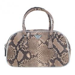 Pre Owned Prada Brown Python Mini Satchel
