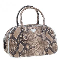 Pre Owned Prada Brown Python Mini Satchel