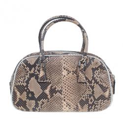 Pre Owned Prada Brown Python Mini Satchel
