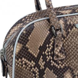 Pre Owned Prada Brown Python Mini Satchel