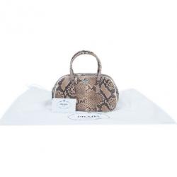 Pre Owned Prada Brown Python Mini Satchel