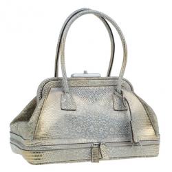 Pre Owned Prada Beige Lizard Leather Mini Bag