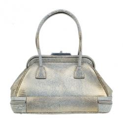 Pre Owned Prada Beige Lizard Leather Mini Bag