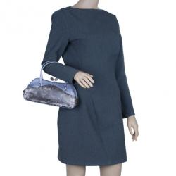 Pre Owned Prada Mauve Lizard Satin Small Handle Bag