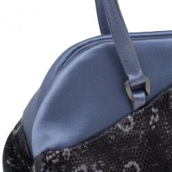 Pre Owned Prada Mauve Lizard Satin Small Handle Bag