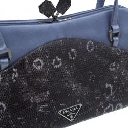 Pre Owned Prada Mauve Lizard Satin Small Handle Bag