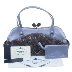 Pre Owned Prada Mauve Lizard Satin Small Handle Bag