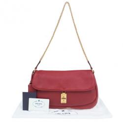 Pre Owned Prada Red Calfskin Small Daino Trend Shoulder bag