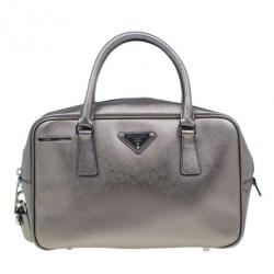 Pre Owned Prada Bronze Saffiano Lux Mini Satchel