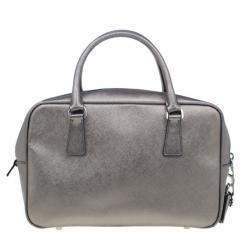 Pre Owned Prada Bronze Saffiano Lux Mini Satchel