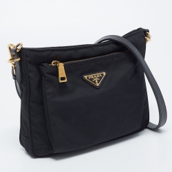 Prada Black Tessuto Nylon Front Pocket Messenger Bag
