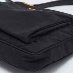 Prada Black Tessuto Nylon Front Pocket Messenger Bag