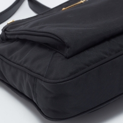 Prada Black Tessuto Nylon Front Pocket Messenger Bag