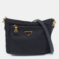 Prada Black Tessuto Nylon Front Pocket Messenger Bag