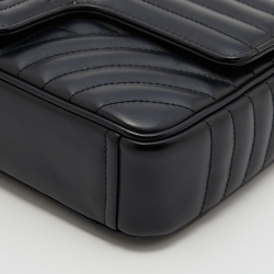 Pre Owned Prada Black Diagramme Leather Medium Shoulder Bag