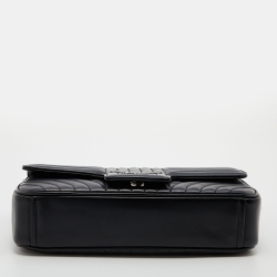 Pre Owned Prada Black Diagramme Leather Medium Shoulder Bag