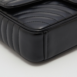 Pre Owned Prada Black Diagramme Leather Medium Shoulder Bag