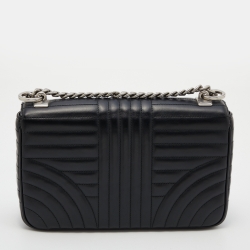 Pre Owned Prada Black Diagramme Leather Medium Shoulder Bag