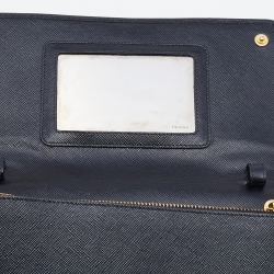 Pre Owned Prada Black Saffiano Leather Flap Crossbody Bag