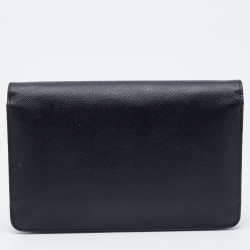 Pre Owned Prada Black Saffiano Leather Flap Crossbody Bag