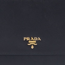 Pre Owned Prada Black Saffiano Leather Flap Crossbody Bag